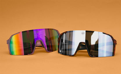 A.P.E. Optics Vega Evo Cycling Sunglasses (Matte Translucent Heather w/ Jet Fuel Lens)