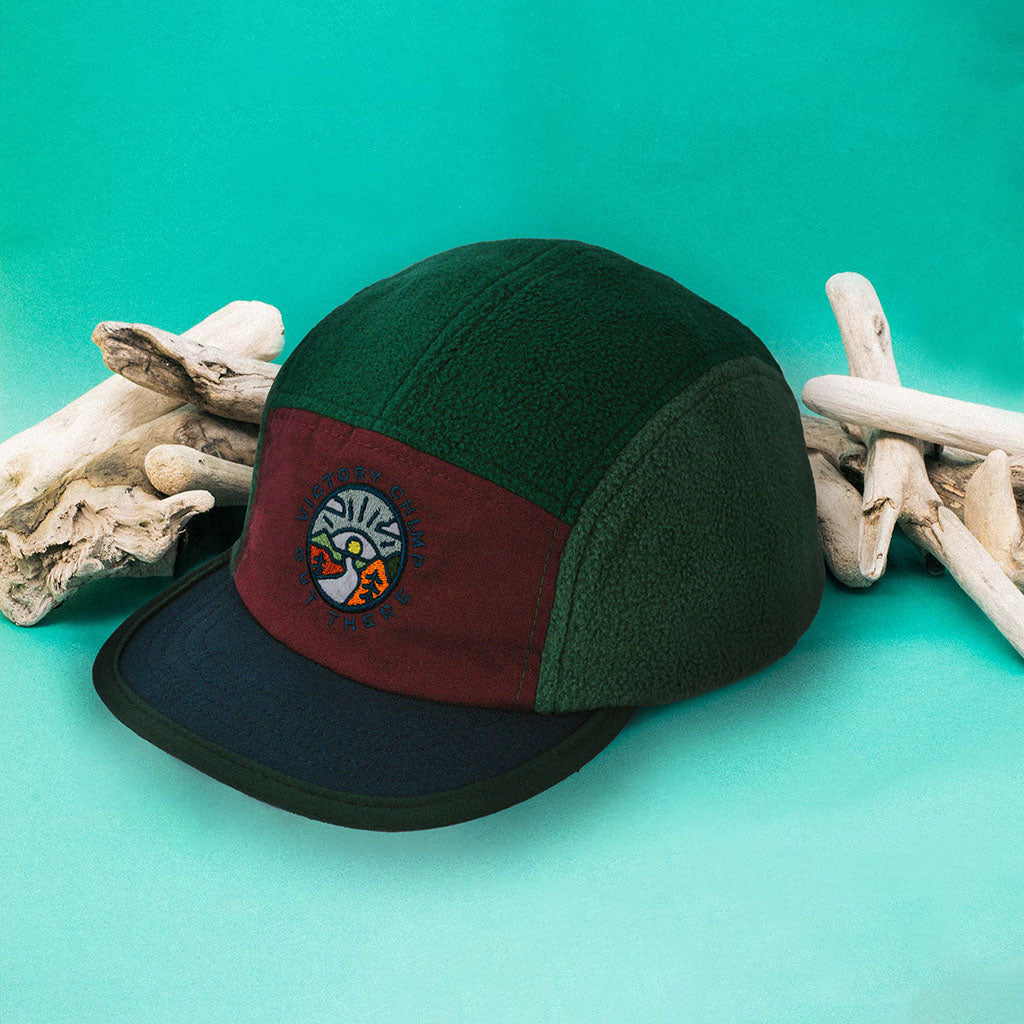 Out There Fleece 5 Panel Trail Cap (Forest/Wine)