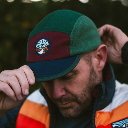 Out There Fleece 5 Panel Trail Cap (Forest/Wine)