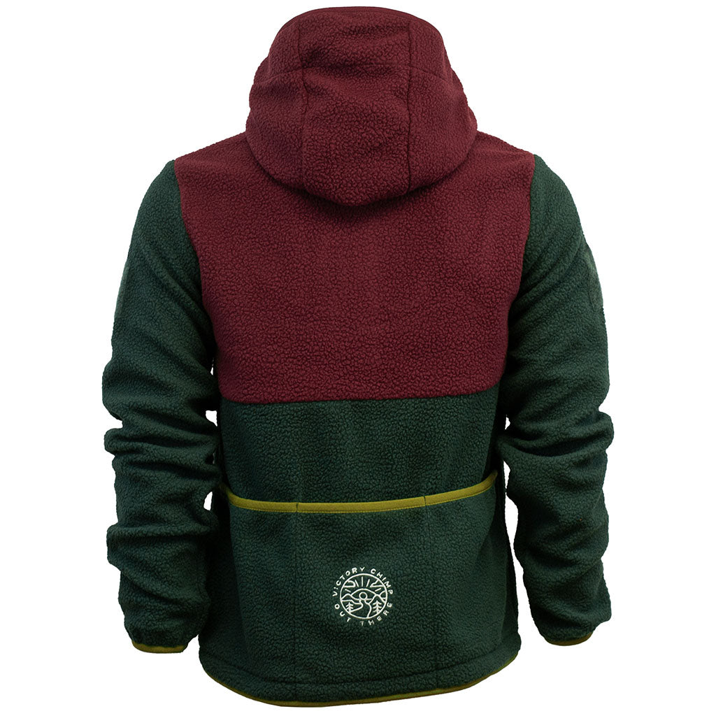 Out There Hooded Recycled Sherpa Fleece Jacket (Wine/Forest)