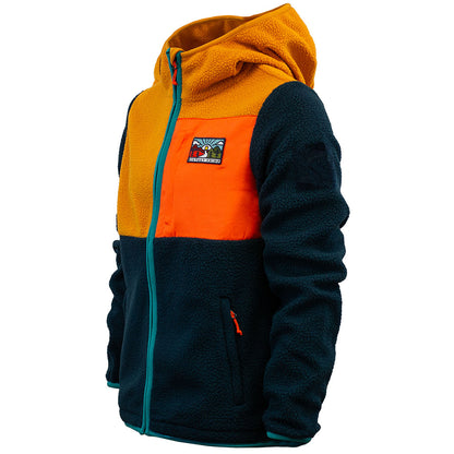 Out There Hooded Recycled Sherpa Fleece Jacket (Ochre/Navy)