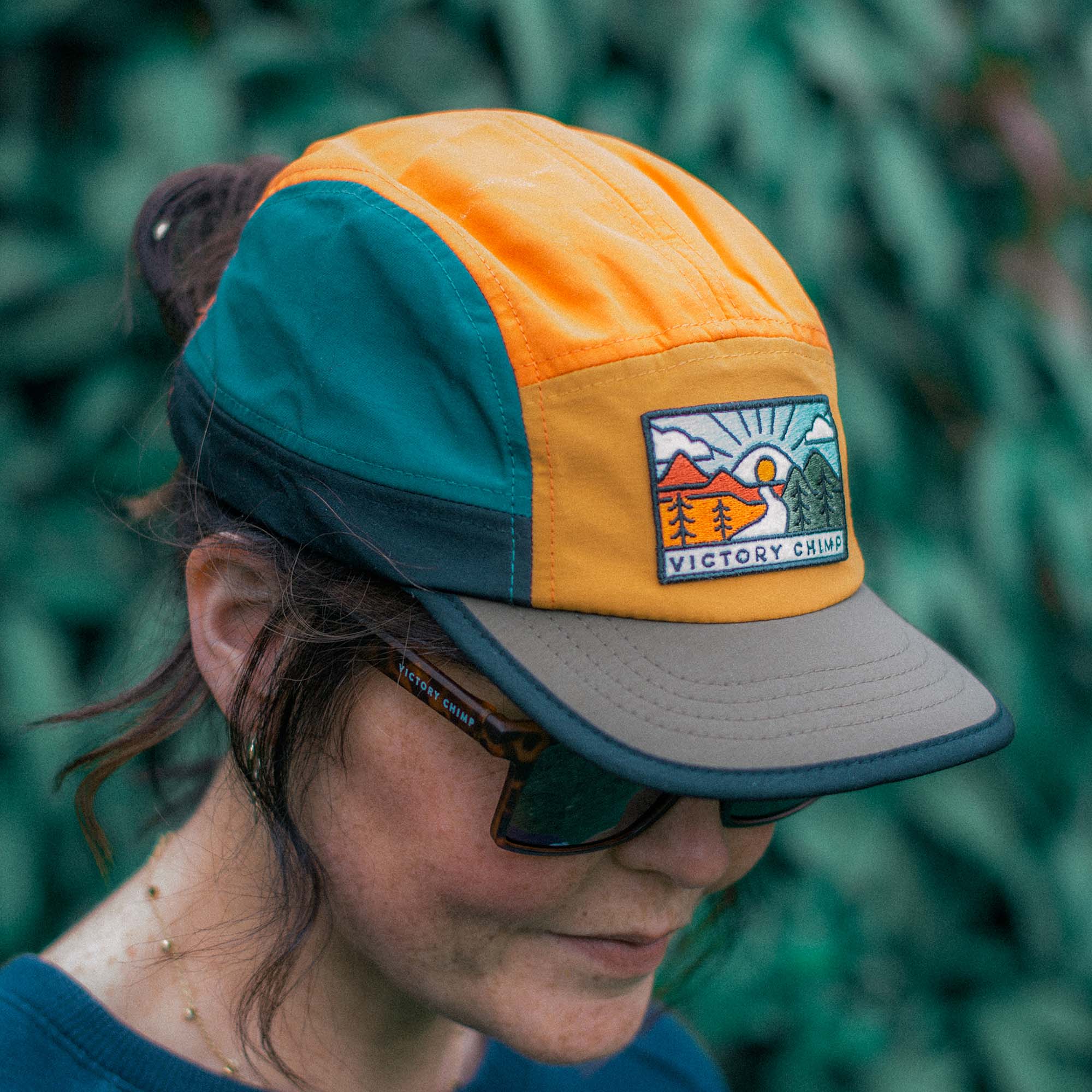 Out There 5 Panel Trail Cap - Sunlit Forest – Victory Chimp