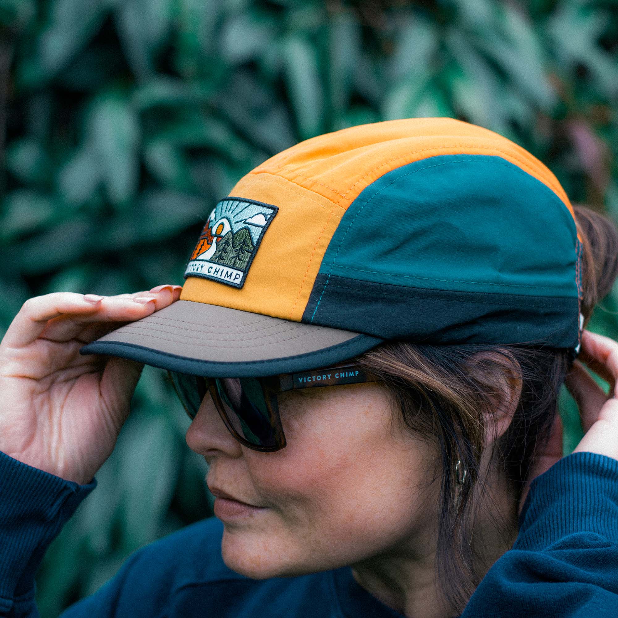 Out There 5 Panel Trail Cap - Sunlit Forest – Victory Chimp